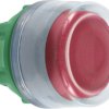Pushbutton, with protective cap, unlit, groping, waistband round, red, front ring light gray, mounting Ø 22 mm, ZB5APA4C0