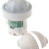 Detektor ruchu PIR o wysokiej czułości, 230 V AC, zasięg 40 m, montaż Sufit, Ø 88mm, Certyfikat CE, EMC-2004/108/WE,