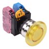YW4L-A4E11Q0Y Yellow 22mm Metal Bezel Mushroom Maintained Push Button Switch 1NO-1NC IP65 IDEC
