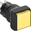 Pushbutton, illuminable, groping, 1 Form C (NO/NC), waistband square, yellow, front ring black, mounting Ø 16 mm, XB6ECW5J1P