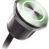 Piezo switch, On-Off, mounting Ø 22 mm, illuminated, green, stainless steel, IP68/IP69K, MPZI022/F/GN/24