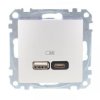 Gniazdo ładowania USB typ A+C 2,4A, srebrne aluminium, Sedna Design i Elements SDD113402