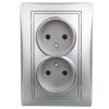 DOMO Gniazdo podwójne bez uziemienia kompletne śrubowe 16A 250V srebrny 011280143 24859