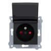 Gniazdo z uziemieniem (Typ E) przesłonami torów prądowych i pokrywą gniazda 16A 250V Czarny Metalik 247/14E EXEN