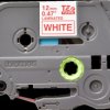 Labelling tape cartridge, 12 mm, tape white, font red, 8 m, TZE-232