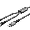 Kabel tekstylny USB-C™, 60 W, Power Delivery, 1,5 m, czarny/szary