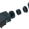 D-Sub connector housing, size: 1 (DE), straight 180°, cable Ø 6 to 8 mm, thermoplastic, black, 09670090439