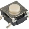 Short-stroke pushbutton, 1 Form A (N/O), 50 mA/24 VDC, unlit , actuator (ivory), 1.57 N, SMD, B3S-1000P
