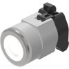 Pushbutton, flat, illuminable, groping, waistband round, clear, front ring natural, mounting Ø 30.5 mm, 704.032.718