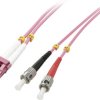LINDY 46350 światłowodowe do światłowodów kabel 1.00 m różowy [1x złącze męskie LC - 1x złącze męskie ST] 50/125 µ Multi