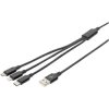 Digitus AK-300160-010-S USB cable Apple Lightning USB-C USB-A 1m Black Braided