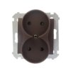 Simon 54 Gniazdo podwójne b/u 16A IP20 z przesłoną torów brąz mat DG2MZ.01/46