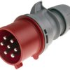Złącze przemysłowe - zasilające 32A Wtyczka 415 V 6P + E Męski Scame Czerwony Montaż na kablu IP44