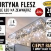 Kurtyna świetlna zewnętrzna flesz 200l kurtyna sople z dod.gn. 9,6m dekoracji+1,5 m przew. ciepły biały/biały flesh 25-698
