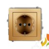 DECO Gniazdo pojedyncze z uziemieniem schuko (przesłony torów prądowych) złoty 29DGP-1sp KARLIK