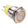 Yellow LED On-(On) Momentary 19mm Vandal Resistant Push Button Switch SPDT