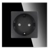 Gniazdo elektryczne pojedyncze Schuko - szklana ramka - czarne - Tawoia Glass