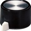 Pointer knob, 6 mm, plastic, black/silver, Ø 23.9 mm, H 16 mm, A1318560