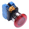 YW4L-A4E20Q4R Red 24V illuminated 22mm Metal Bezel Mushroom Maintained Push Button Switch 2NO IP65 IDEC