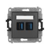 ICON Mechanizm gniazda podwójnego 2xUSB A-A 3.0 grafitowy mat 28IGUSB-6
