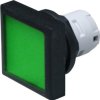 Pushbutton, illuminable, groping, waistband square, green, front ring black, mounting Ø 16.2 mm, 1.30.070.201/1505