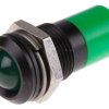 Lampka kontrolna do montażu panelowego 12V dc, zielona 14mm LED Wyprowadzenia RS PRO