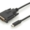 Adapter cable, 2 m, black, USB plug type C, straight to DVI-D Dual Link (24+1) plug, straight, AK-300332-020-S