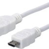 Manhattan Kabel USB USB 2.0 Złącze męskie USB-A, Złącze męskie USB Micro-B 1.80 m biały certyfikat UL 324069