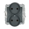 Mini Gniazdo Podwójne B/U Grafitowy Mat 28Mgpr-2