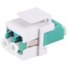 FO connector, LC duplex socket to LC duplex socket, OM3, multimode, ceramic, aquamarine, BS08-10202
