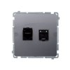 SIMON BASIC Gniazdo komputerowe RJ45 kat.6 podwójne ekranowane z przesłoną przeciwkurzową (moduł) srebrny mat BM62E.01/43 KONTAK