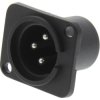 Złącze XLR 3 -pinowe Montaż na panelu Męski Czarny