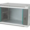 Szafa rack wisząca 19 cali 4U 600x450, niedzielona, drzwi szklane, kolor szary