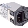 Gniazdo zasilające IEC z filtrem przeciwzakłóceniowymNone 3A C14 TE Connectivity Montaż na kołnierzu