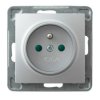 IMPRESJA Gniazdo pojedyncze z uziemieniem z przesłonami torów pąrdowych srebrny GP-1YZP/m/18