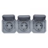 NOWE PLEXO 55 Gniazdo schuko 3x2P+Z poziome mechanizm 16A - 250V AC szare 069578L