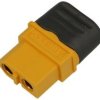 Gniazdo; zasilające DC; XT60H-F; 2 tory; proste; z osłonką; żółty; lutowany; 60A; 500V; poliamid (PA)
