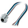 Sensor actuator cable, M12-cable plug, straight toopen end, 0.5m, 4 poles