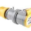 Złącze przemysłowe - zasilające 16A Gniazdo 110 V 2P + E Żeński Scame Żółty Montaż na kablu IP44