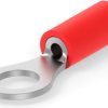 Insulated ring cable lug, 0.3-1.42 mm², AWG 22, 4.82 mm, red, 32952