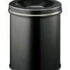 Pojemnik na odpady Waste Basket Safe Round 15L, kolor: Czarny, materiał: Stal, Durable Uchylna