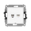 ICON Mechanizm gniazda telefonicznego 1xRJ11 + komputerowego 1xRJ45 kat. 5e, 8-styk beznarzędziowe, bez opisu biały mat 25IGTKBO
