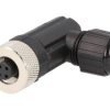 Złącze M12, żeńskie, PIN:4, wtyk, kątowe 90, 250V M12A-04BFFB-SR7001