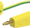 Measuring lead with (4 mm lamella plug, straight) to (4 mm lamella plug, straight), 750 mm, green/yellow, PVC, 2.5 mm², 64.1035-