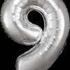 10064637 AMSCAN foil balloon, number 9, silver