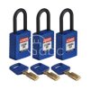 Kłódka LOTO SafeKey nylonowa, szekla 38 mm, niebieska (3 szt.), 150268