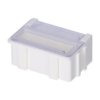 Skrzynka z przegródkami l. przedziałów: 1 szerokość: 42.4mm wysokość: 21mm głębokość: 29.4mm Przezroczysty, Biały