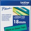 TZE-741 Laminated labelling tape, black on green, 18 mm