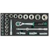 Zestaw kluczy nasadowych 1/2” 8-36mm 27elem. 90T CrV wkład EVA STALCO S026391290