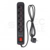 Przedłużacz elektryczny Listwa zasilająca antyprzepięciowa ARCON R5 na 5 gniazd [2P+Z] z wyłącznikiem czarna 3m